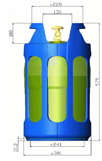 GFK Kunststoff Gasflasche, Kunststoffgasflasche mit einem Füllgewicht von 10 kg